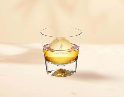 Johnnie Walker Double Black in a Chilled glass with a BIG ice cube